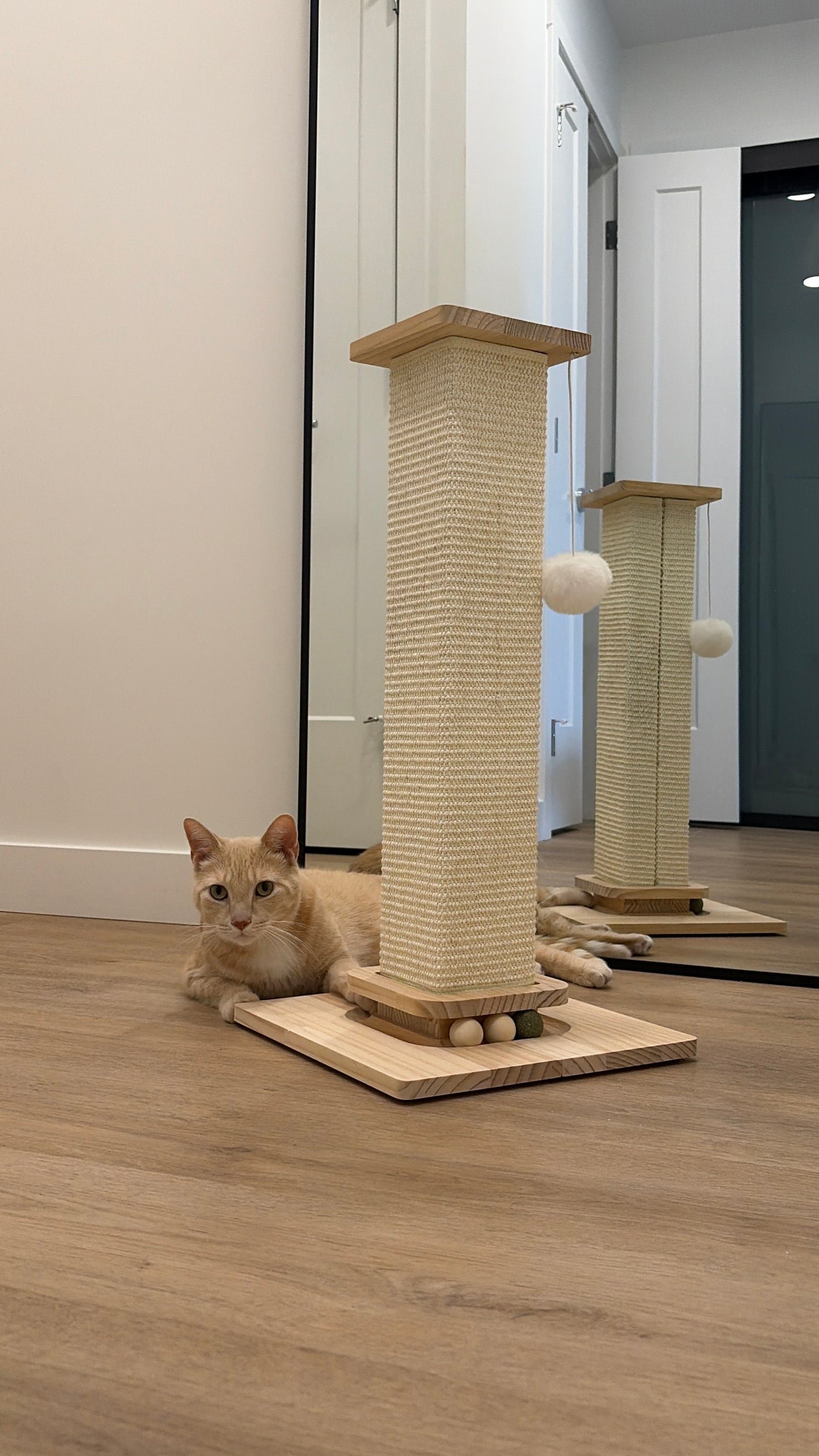 Tall Sisal Cat Scratcher with Wood Base