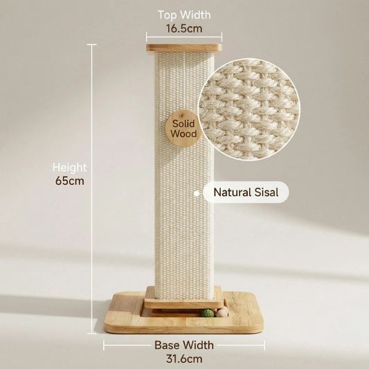 Tall Sisal Cat Scratcher with Wood Base