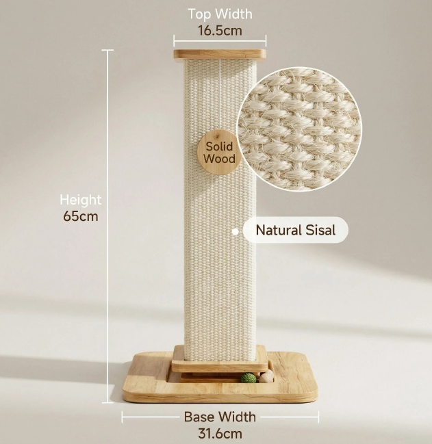 Tall Sisal Cat Scratcher with Wood Base